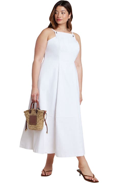 A-Line Denim Midi Dress (Plus)