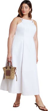 ELOQUII A-Line Denim Midi Dress