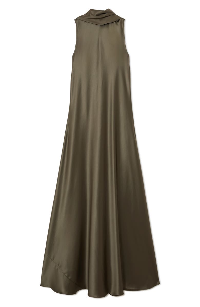 Reiss Fae Drape Sleeveless Satin Gown, Alternate, color, Khaki Green
