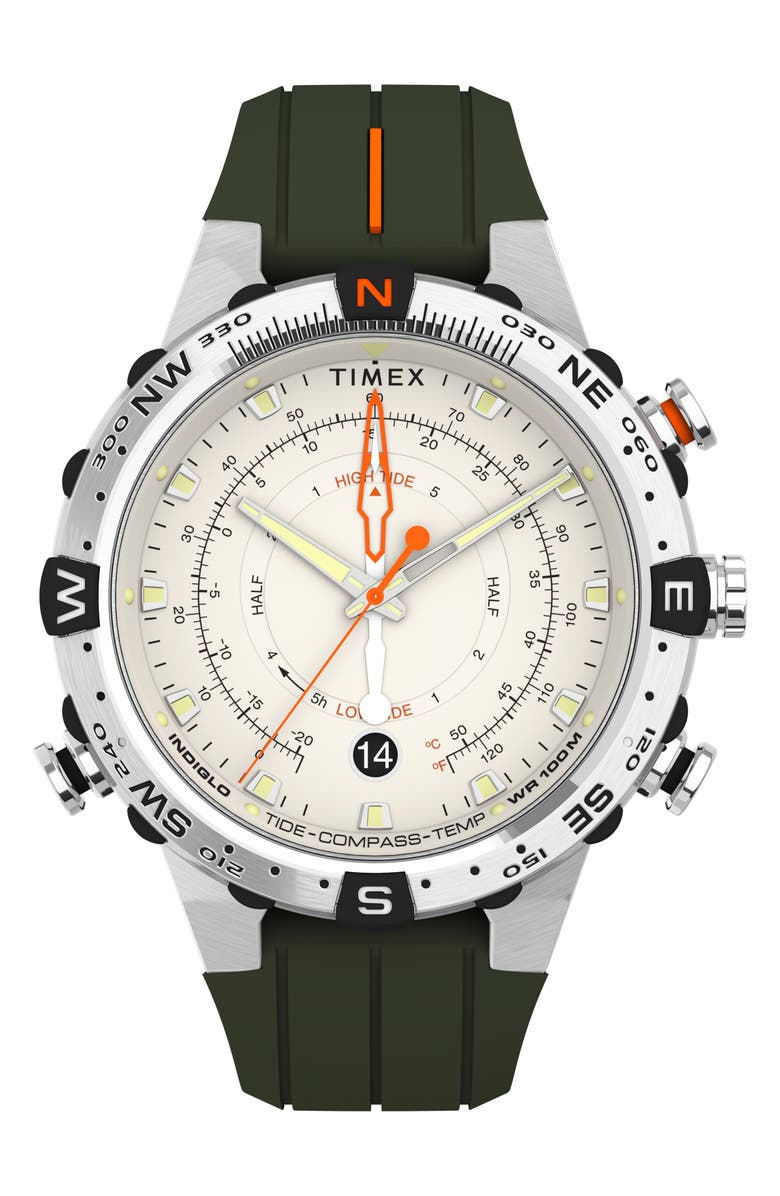 Timex<sup>®</sup> Expedition Tide Temp Compass 4 Silicone Strap Watch, 45mm, Main, color, 