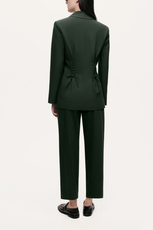 Nocturne Lace-up Waist Tailored Blazer In Green