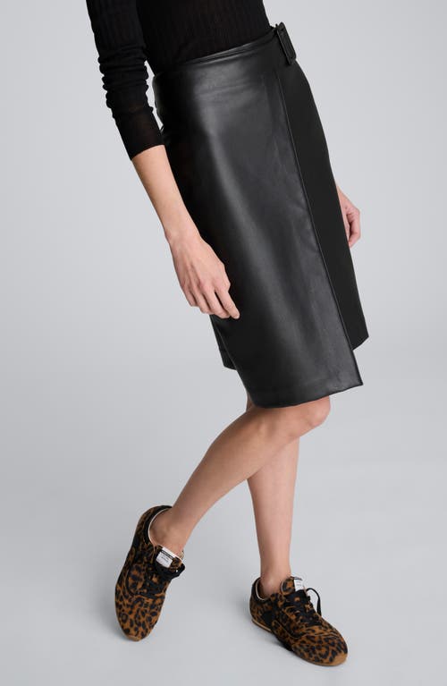 Kenneth Cole Faux Leather Pull On Faux Wrap Skirt In Black