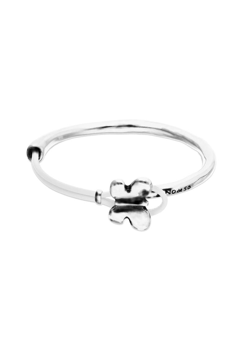 Silver-Tone Butterfly Leather Bracelet, Main, color, White