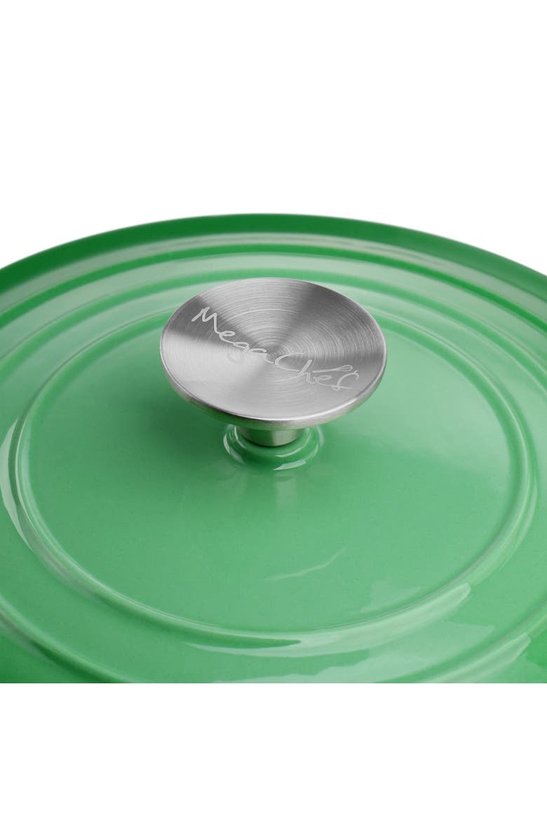 2 Quart Round Enameled Cast Iron Braiser Pan, Alternate, color, Green