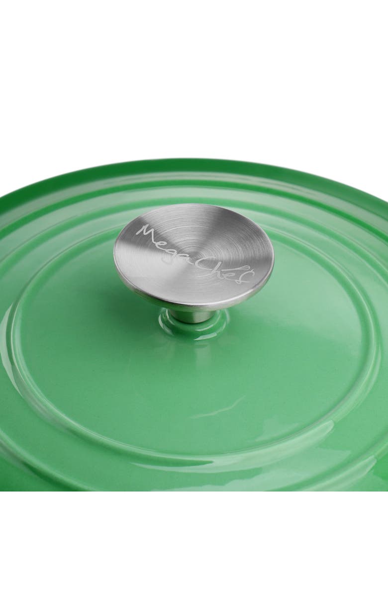 Megachef 2 Quart Round Enameled Cast Iron Braiser Pan, Alternate, color, Green