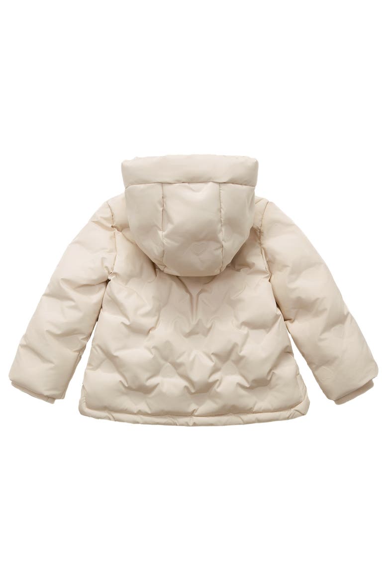 Fleece Lined Heart Pattern Puffer Jacket, Alternate, color, Ivory