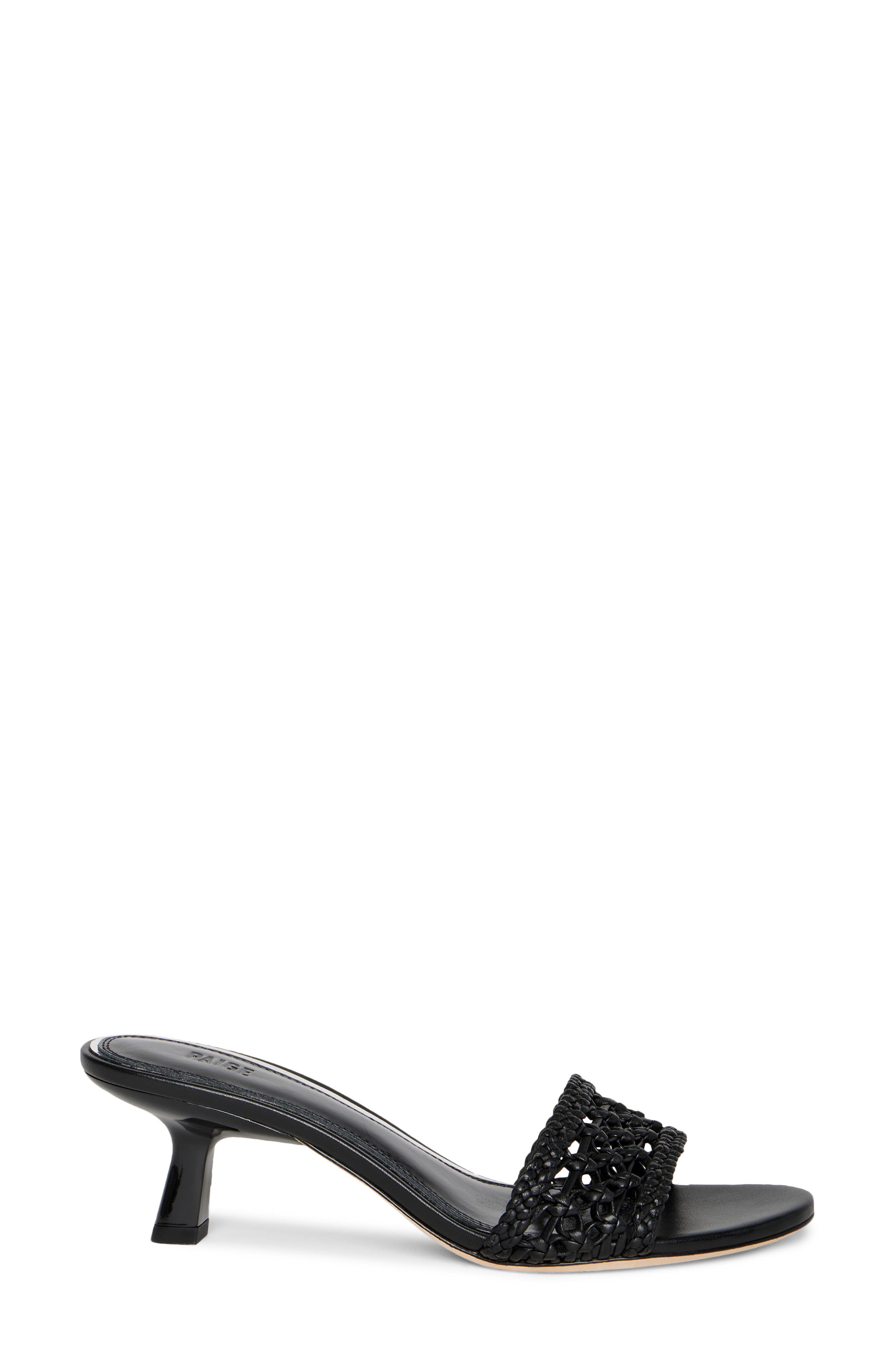 PAIGE Fallyn Woven Kitten Heel Slide Sandal, Alternate, color, Black