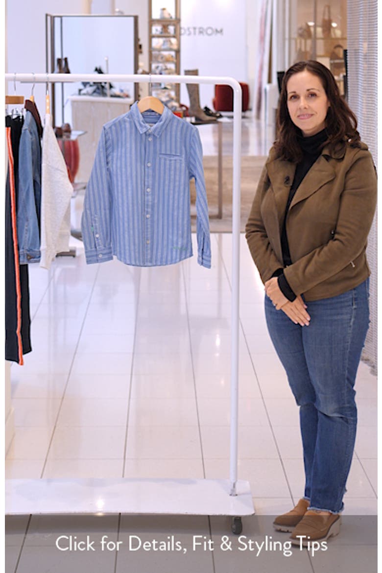 Kids' Relaxed Fit Stripe Cotton Button-Up Shirt video