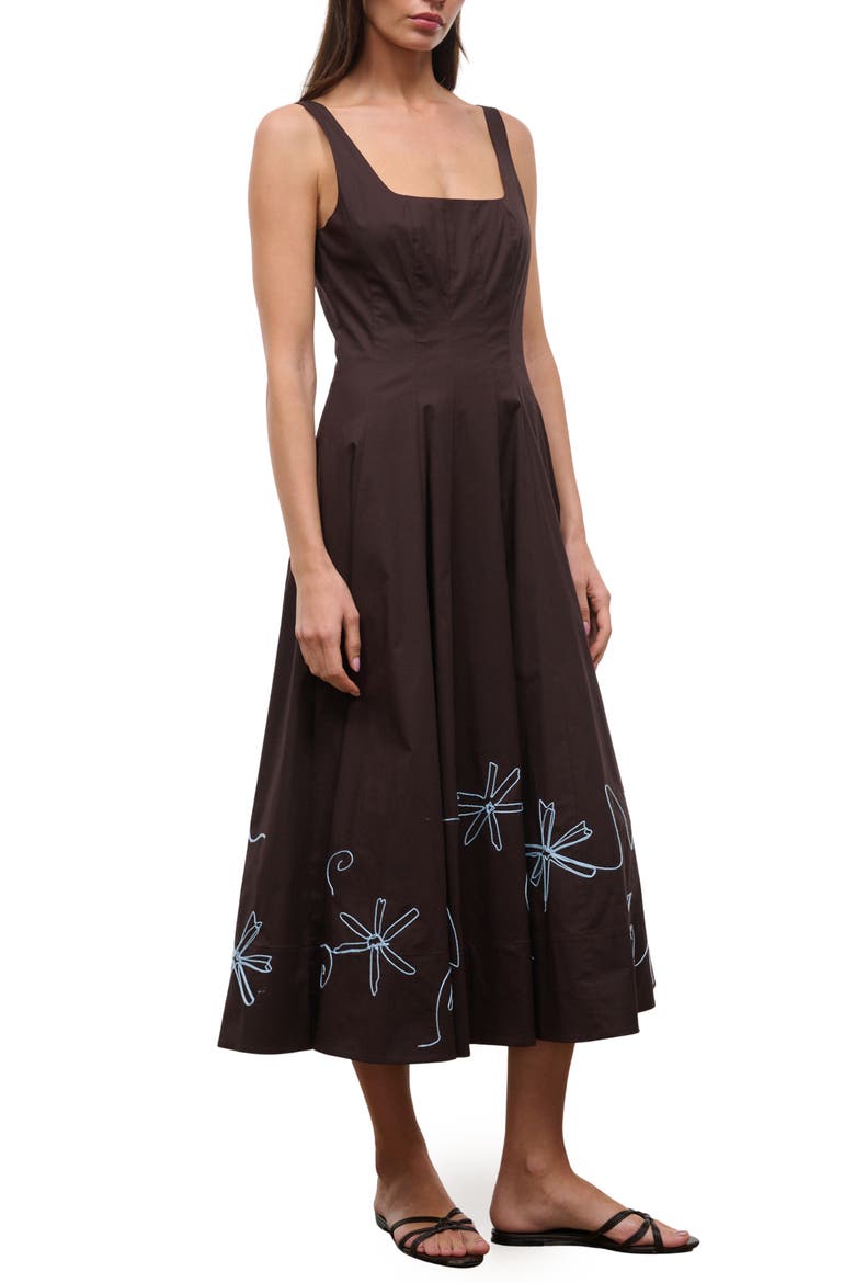Wells Floral Stitch A-Line Midi Dress, Alternate, color, EARTH/ CLARITY EMBROIDERY
