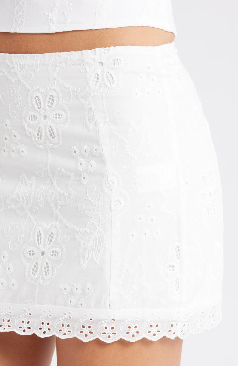 Mistress Rocks Cotton Broderie Miniskirt, Alternate, color, White Floral