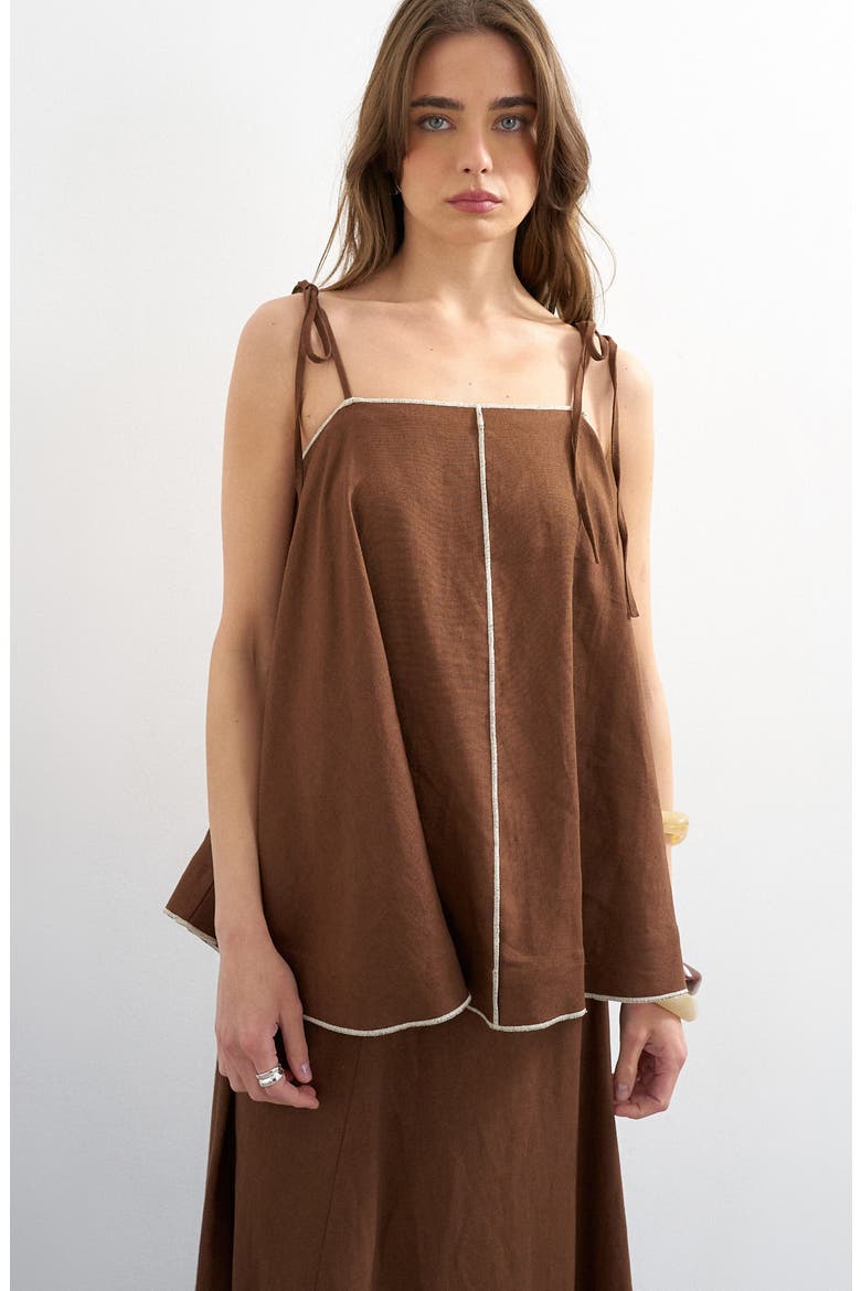Linen Blend Cami, Main, color, BROWN