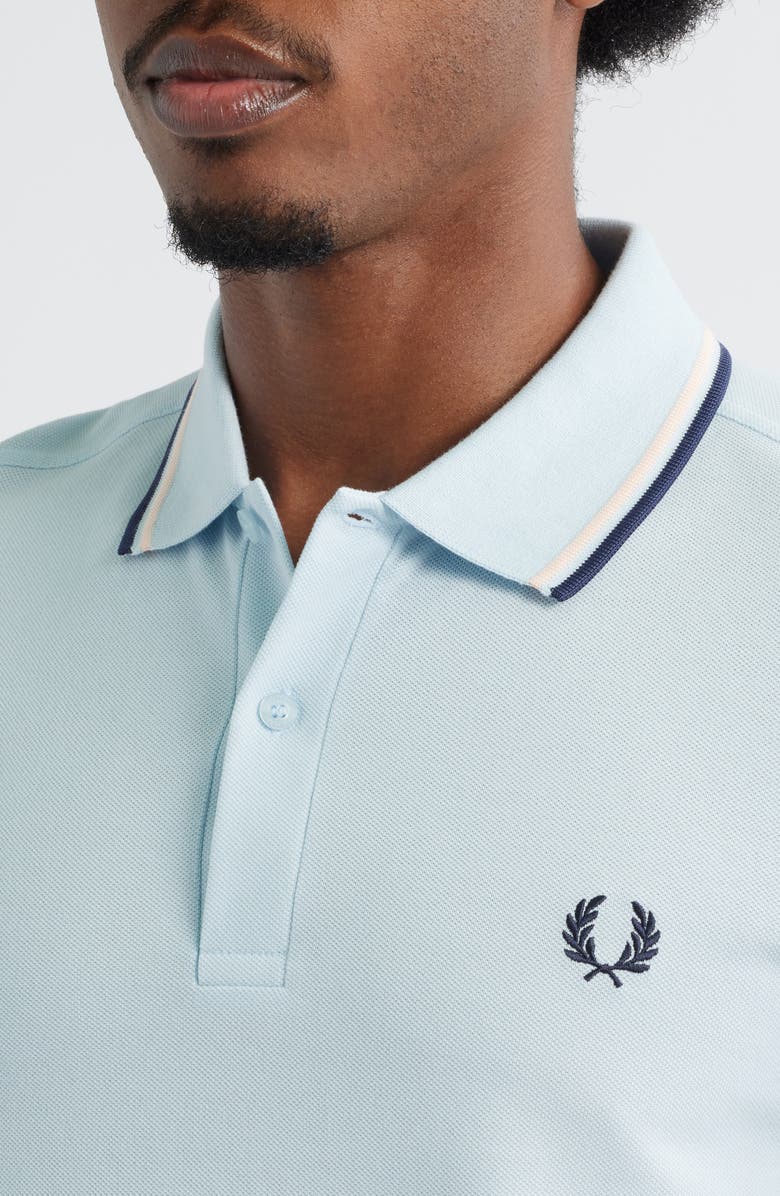 Fred Perry Extra Trim Fit Twin Tipped Piqué Polo, Alternate, color, Light Ice/Silky Peach/Blue