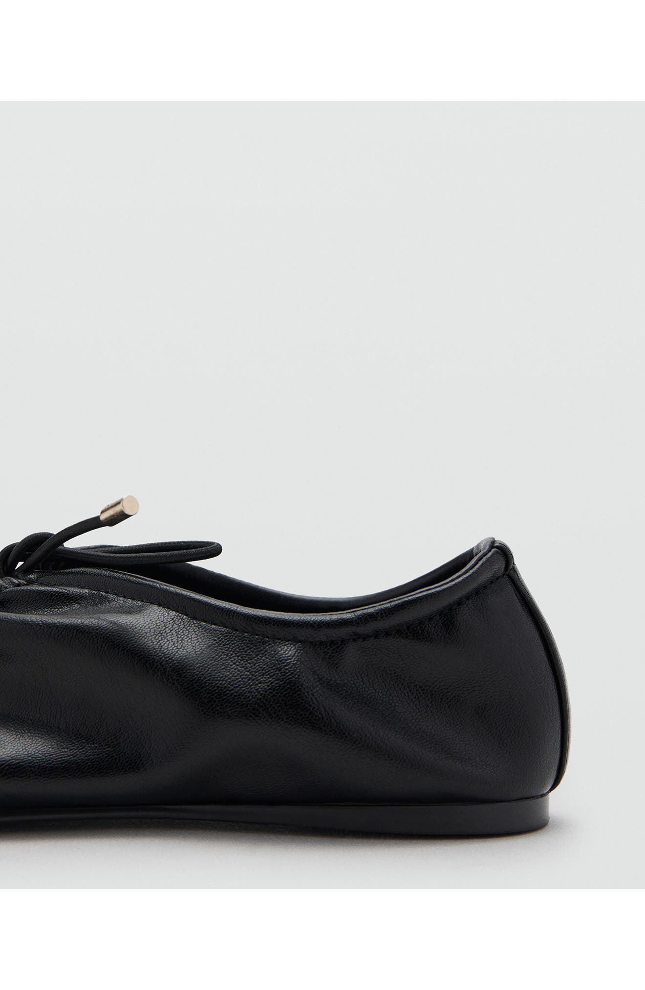 MANGO Ruched Ballet Flat, Alternate, color, Black