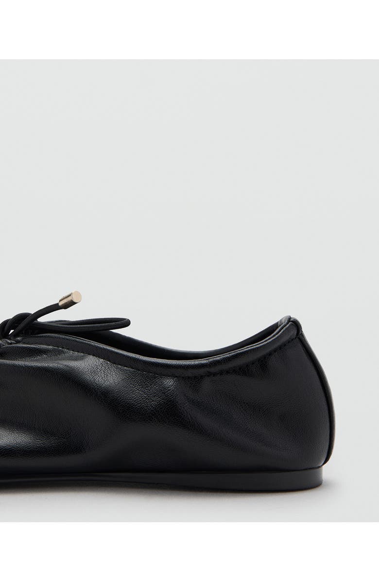 MANGO Ruched Ballet Flat, Alternate, color, Black
