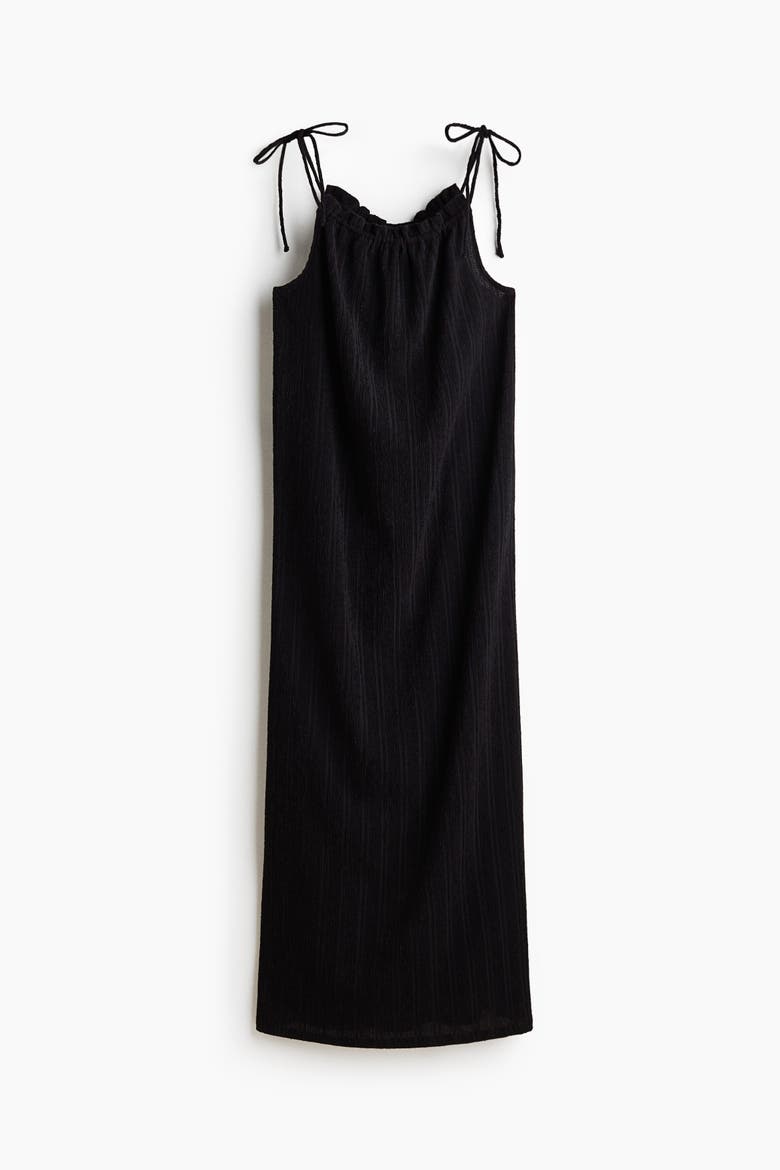 Crinkled Tie-strap Dress, Alternate, color, Black