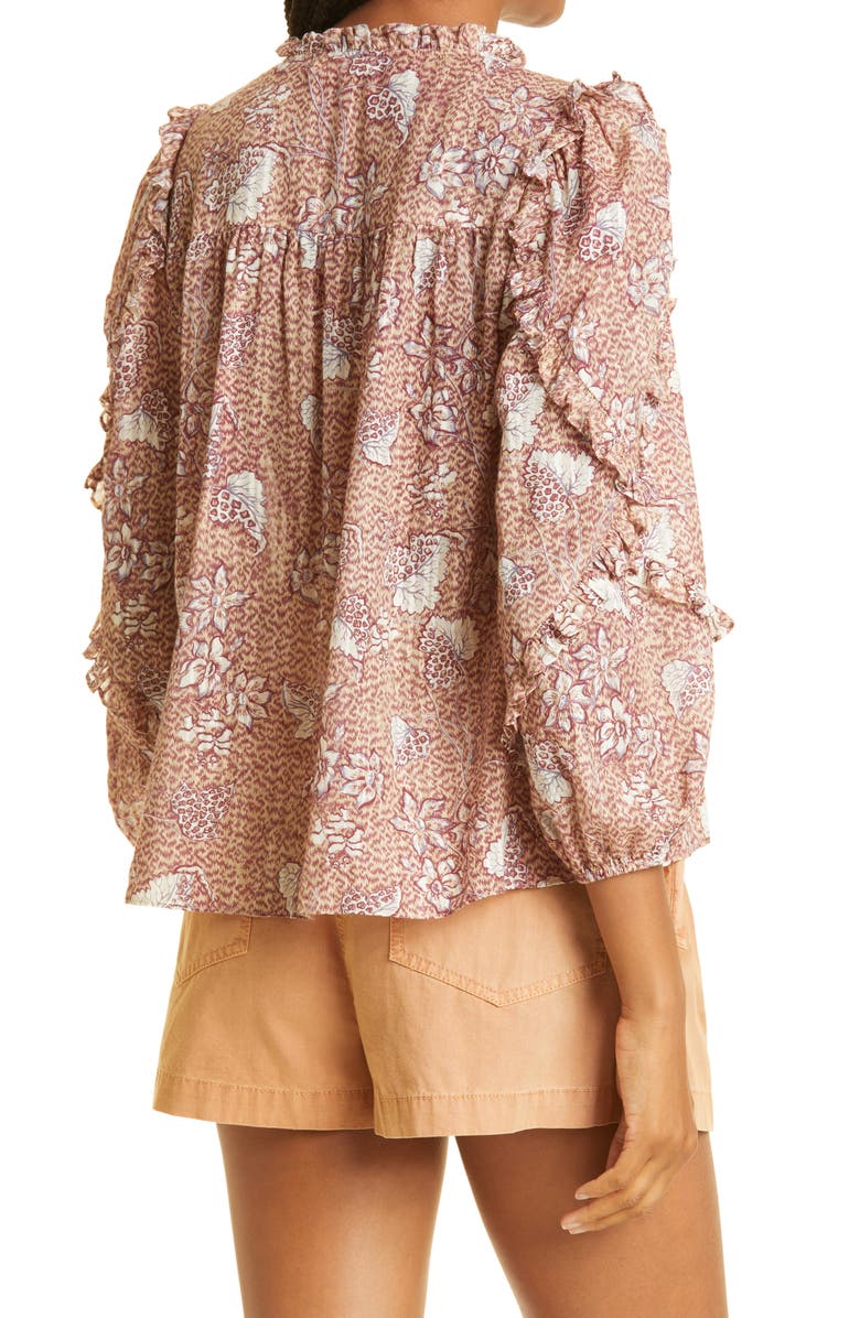 Ulla Johnson Manet Floral Print Cotton Blend Blouse, Alternate, color,
