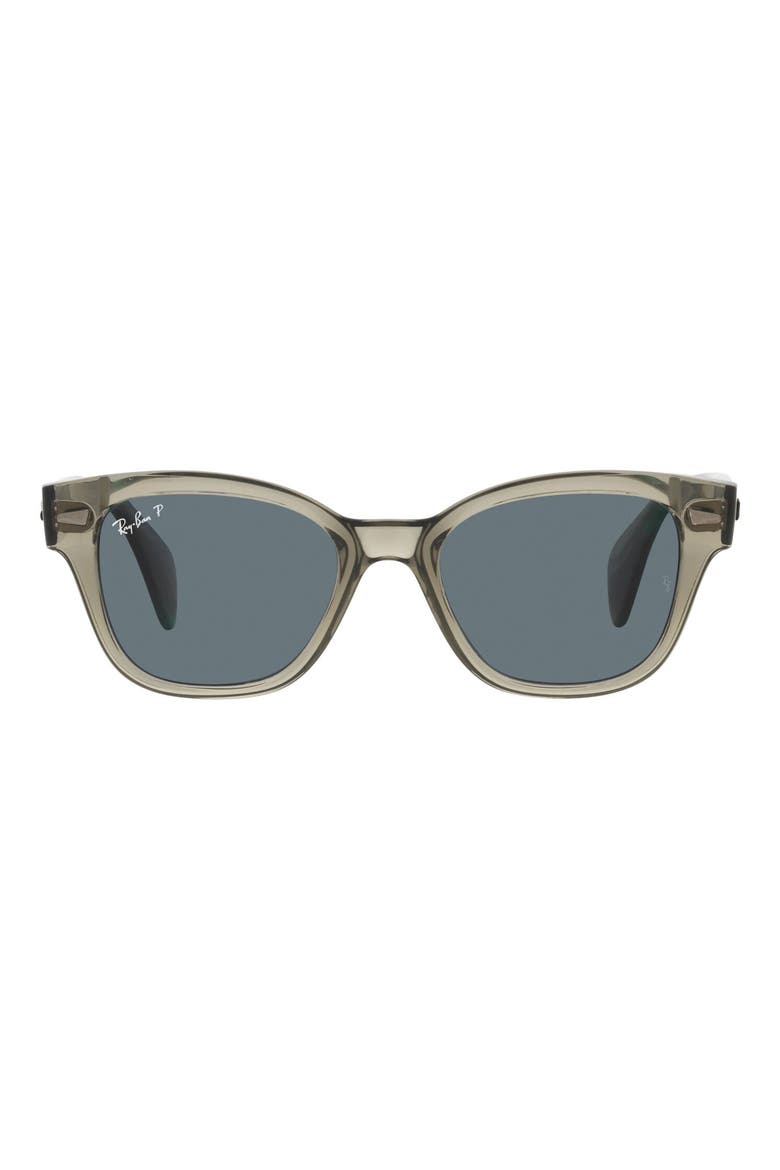 52mm Polarized Square Sunglasses, Main, color, TRANSPARENT GREEN