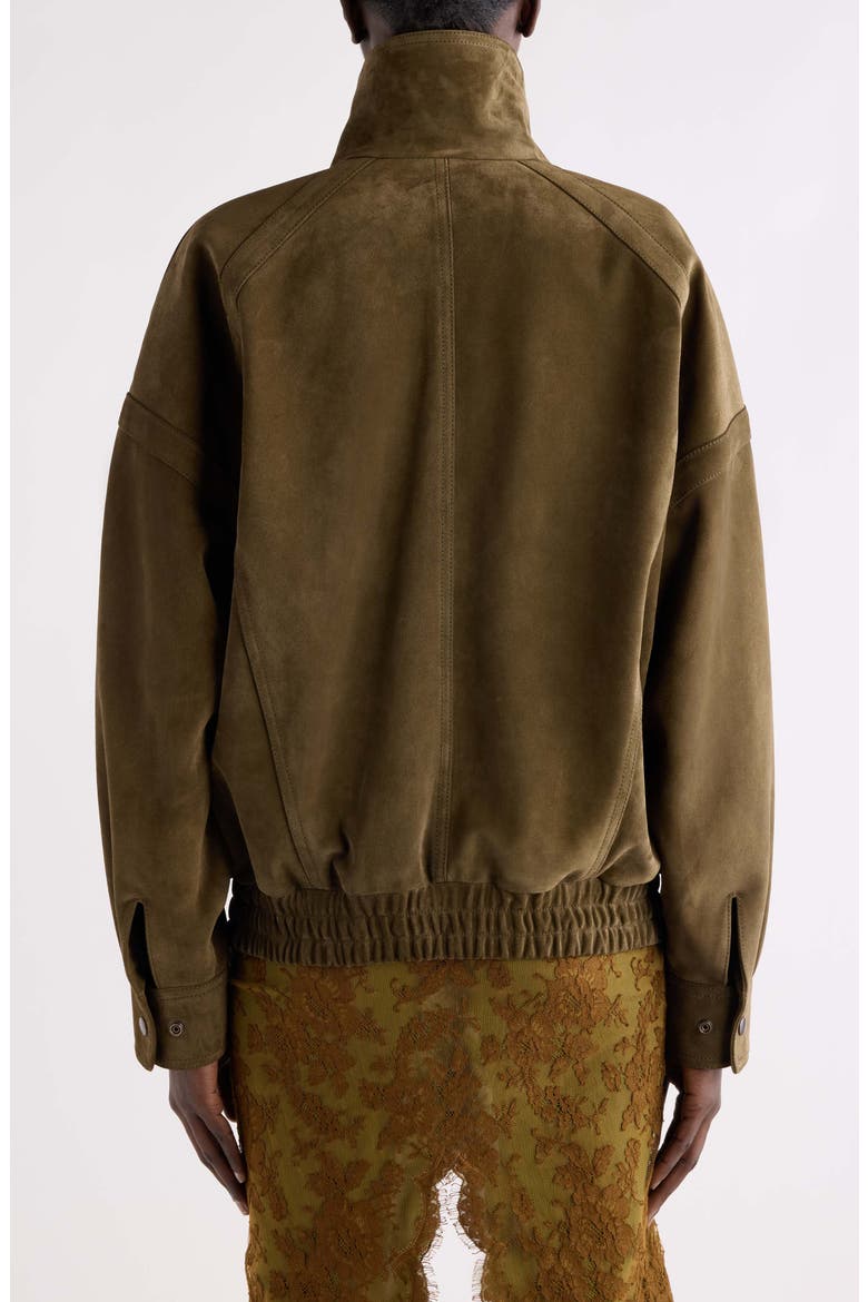 Double Collar Leather Jacket, Alternate, color, VERT ALGUE
