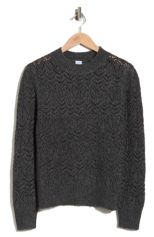 Melrose And Market Sparklke Pointelle Stitch Sweater In Gray