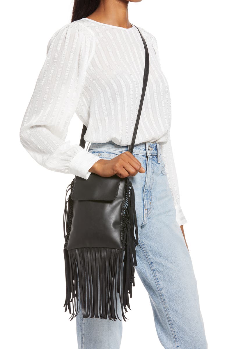 Area Stars Fringe Faux Leather Crossbody Bag, Alternate, color,