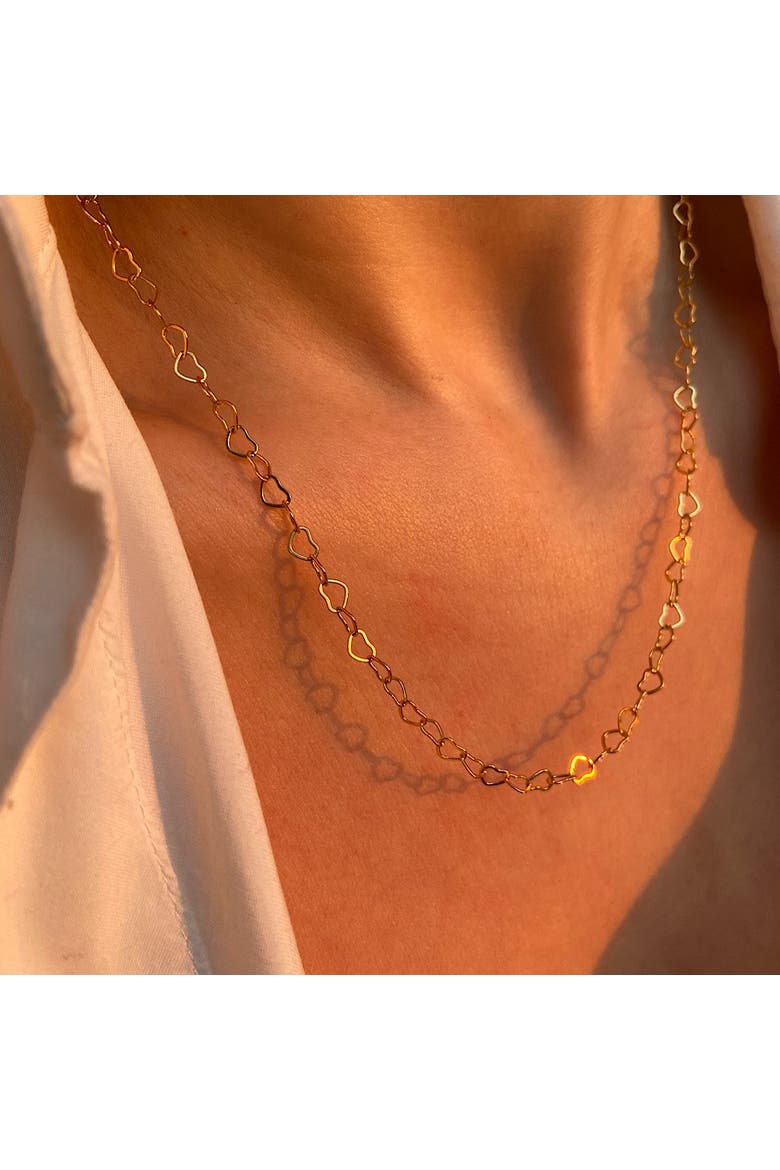 Love Heart Sterling Silver Chain Necklace, Alternate, color, Gold