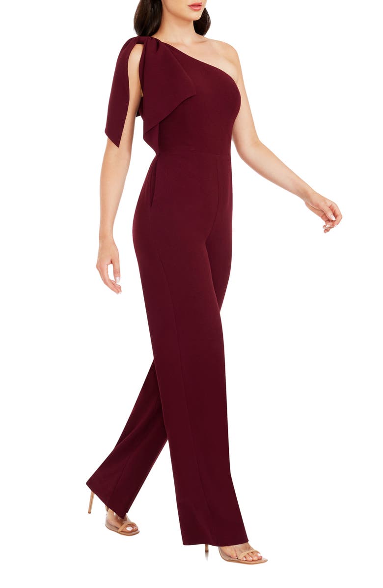 Dress the Population Tiffany One-Shoulder Jumpsuit, Alternate, color, Burgundy