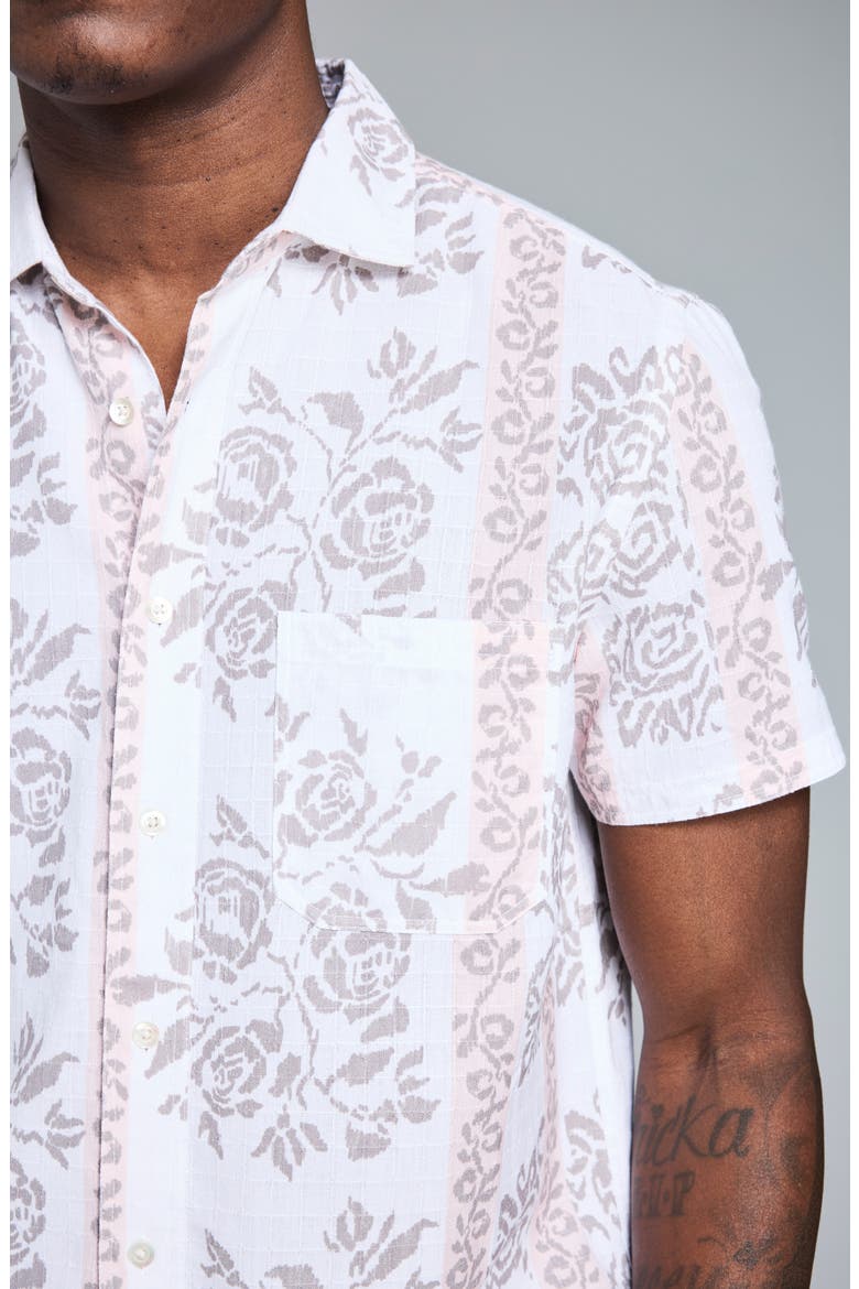 Textural Print Short Sleeve Shirt, Alternate, color, TINTED WHITE MULTI