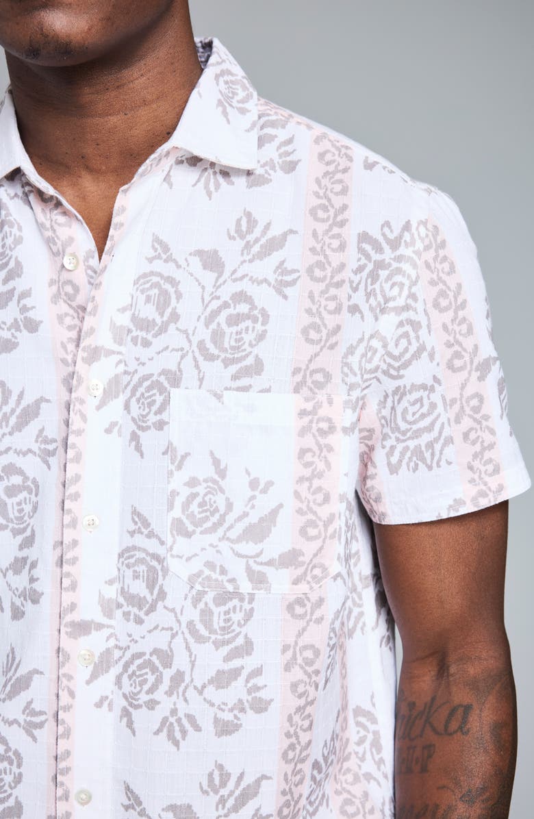 Billy Reid Textural Print Short Sleeve Shirt, Alternate, color, Tinted White Multi