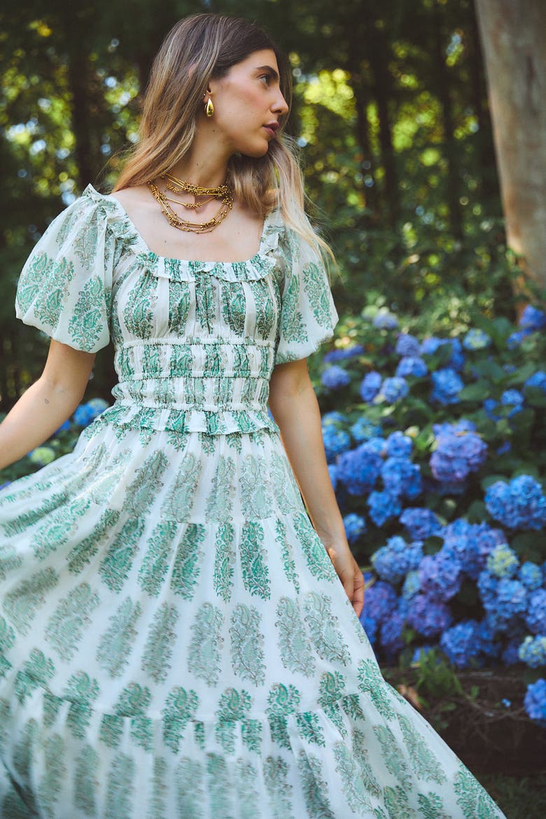 Percy Midi Dress, Alternate, color, Green Mayura