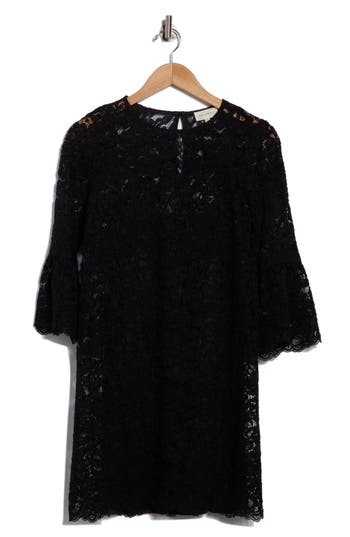 Melloday Bell Sleeve Lace Minidress In Black