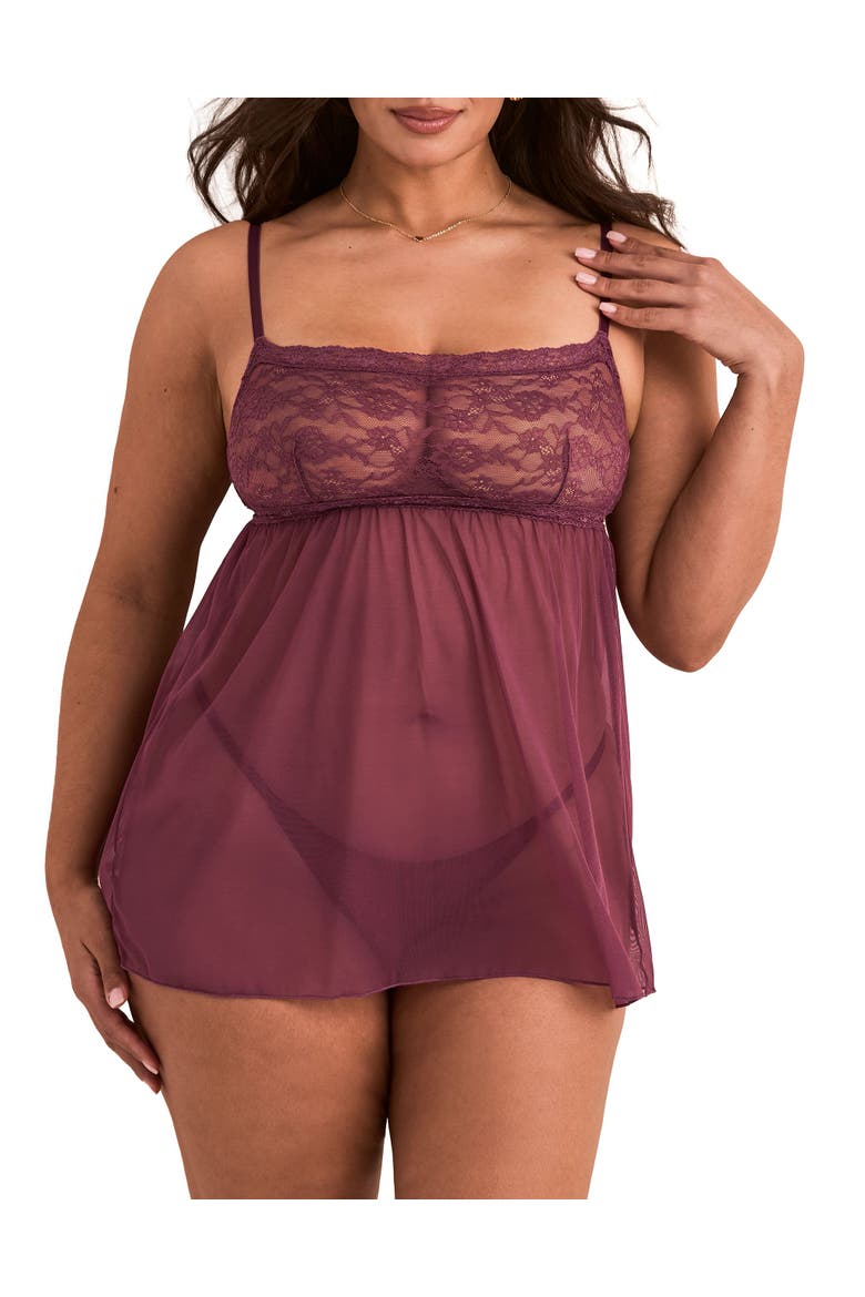 Collie Babydoll Lingerie, Main, color, Dark purple