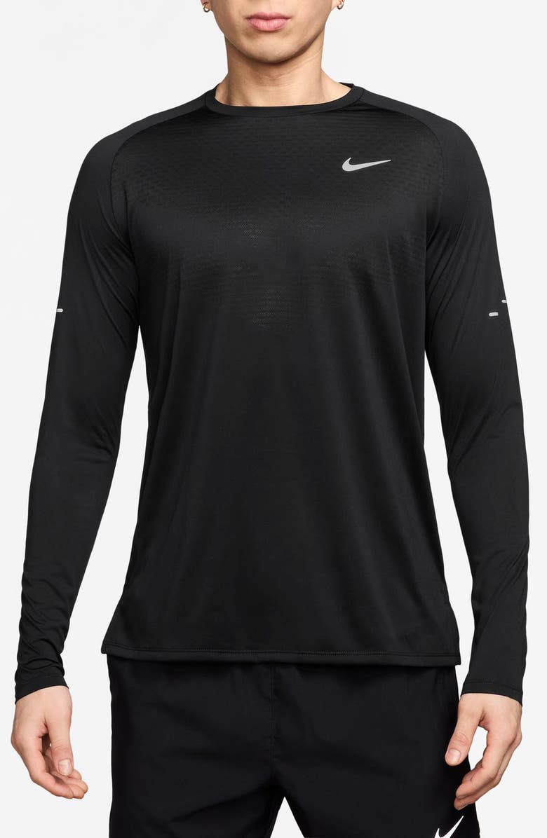 Nike Advantage Dri-FIT Long Sleeve Performance T-Shirt, Main, color, Black/ Reflective Silver