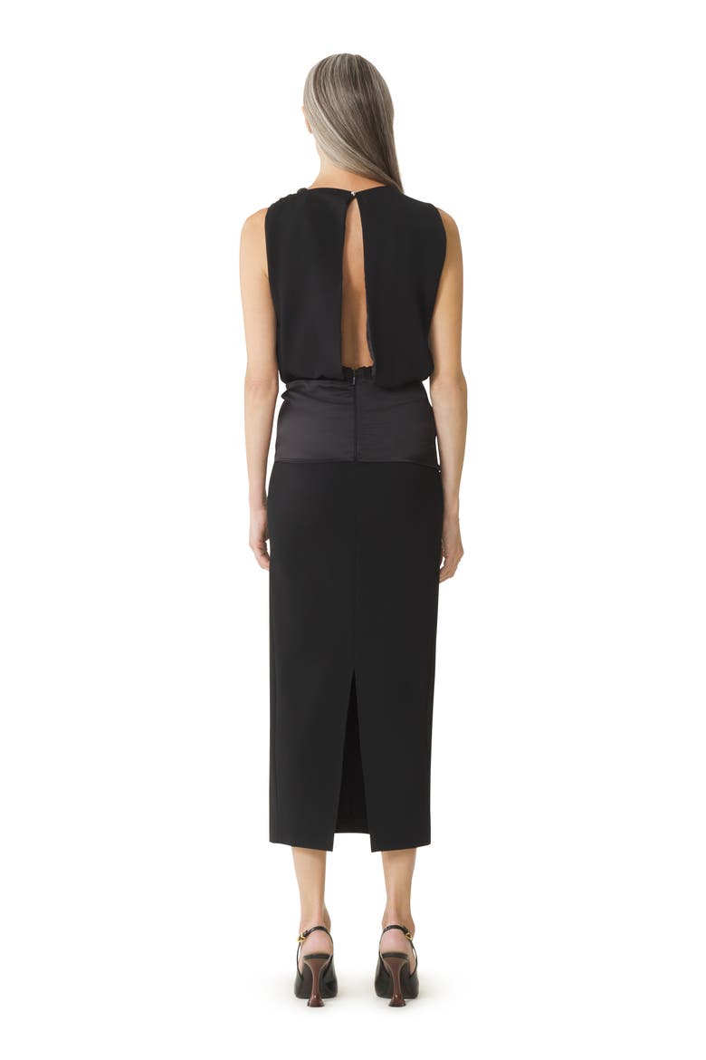 Black Midi Dress In Jersey And Satin, Alternate, color, Black