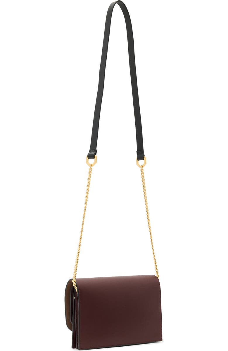 AllSaints Etta Leather Clutch, Alternate, color, Dark Red