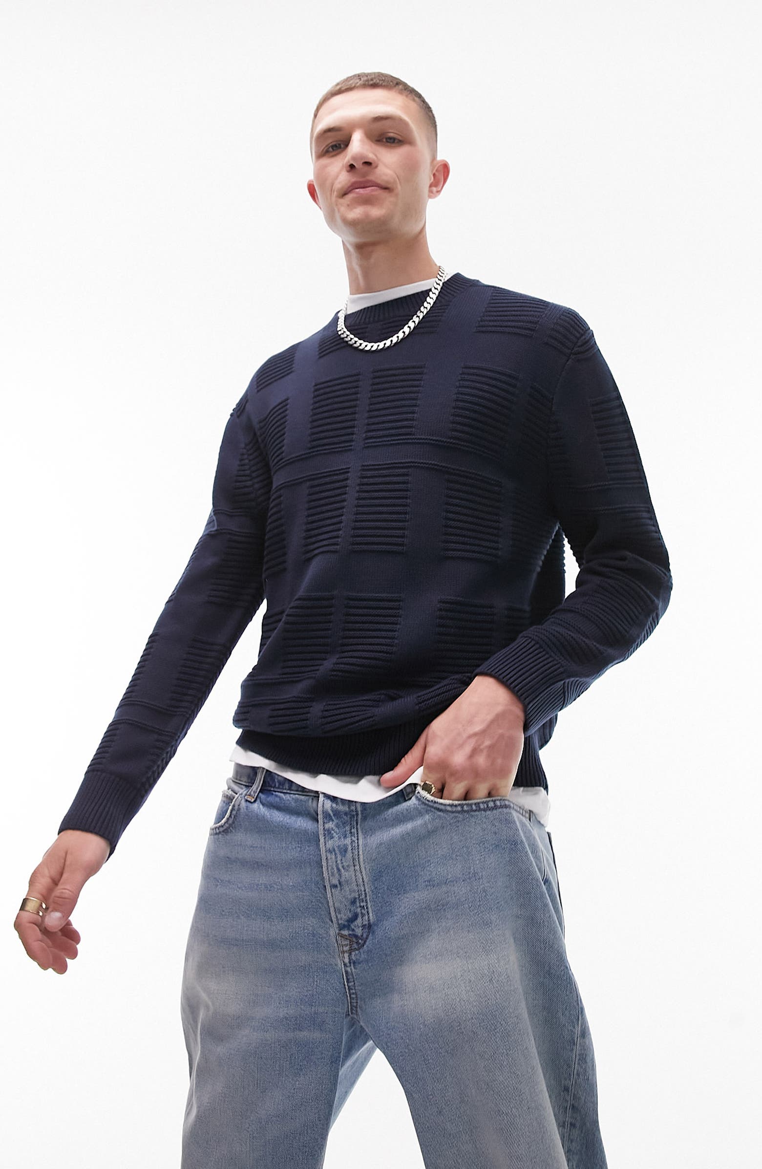 Topman Texture Check Sweater | Nordstromrack