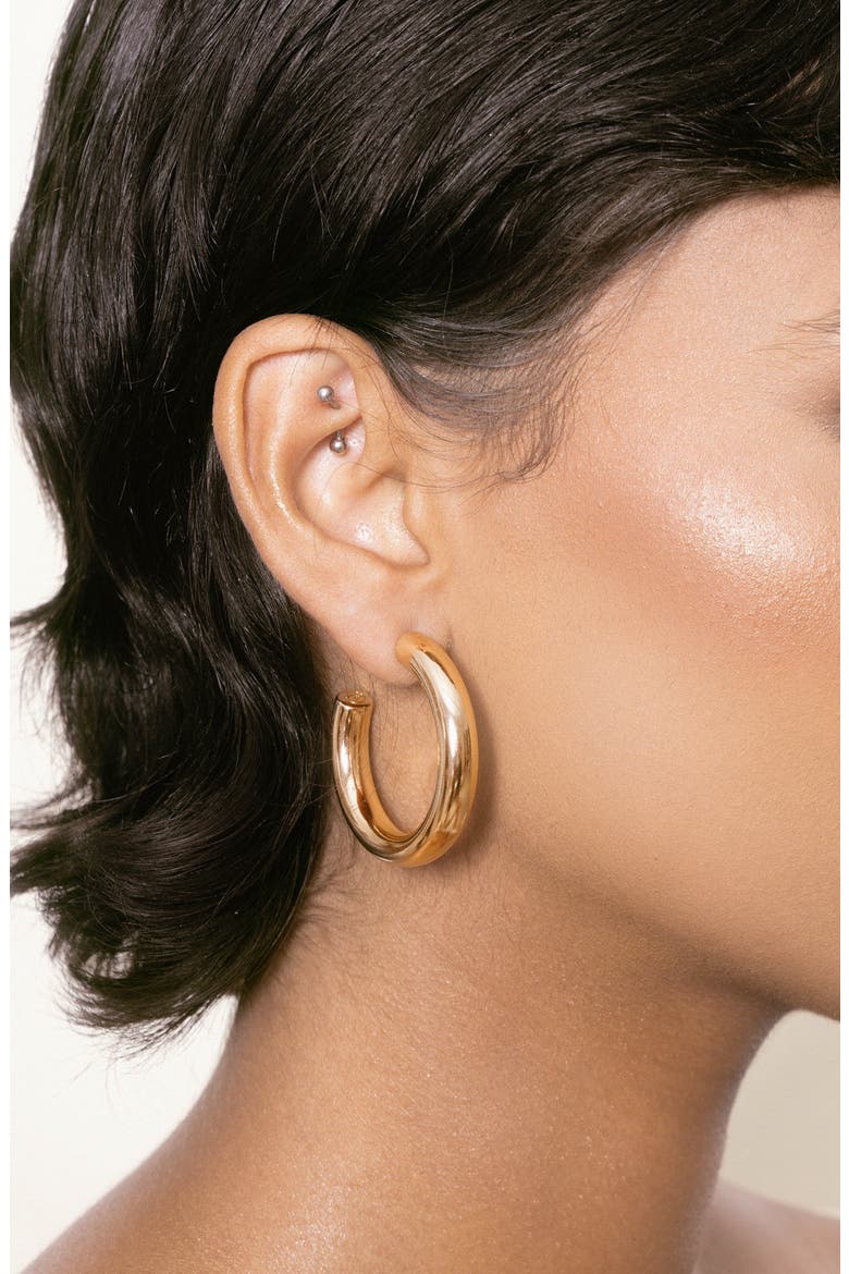 Medium Thick Classic Hoop Earrings, Alternate, color, GOLD