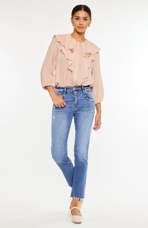Kancan Kathleen Essentials High Rise Slim Straight Jeans In Blue