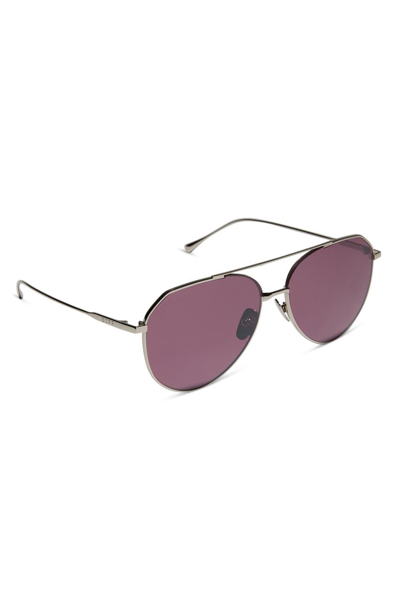DIFF Dash 61mm Polarized Aviator Sunglasses, Alternate, color, Aubergine With Silver Flash