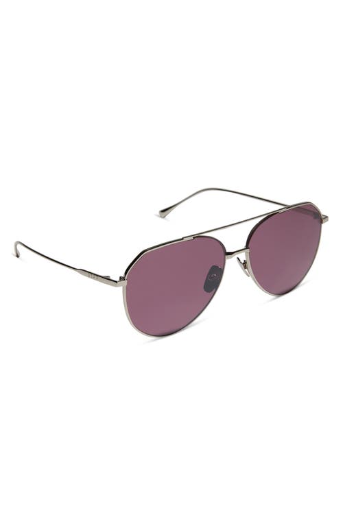 Diff Dash 61mm Polarized Aviator Sunglasses In Aubergine With Silver Flash
