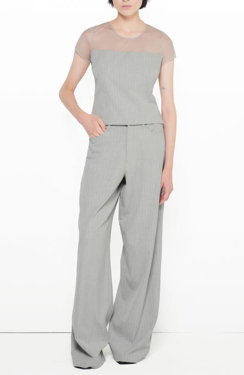 As By Df Luxembourg Pinstripe Baggy Trousers In Gray Pinstripe