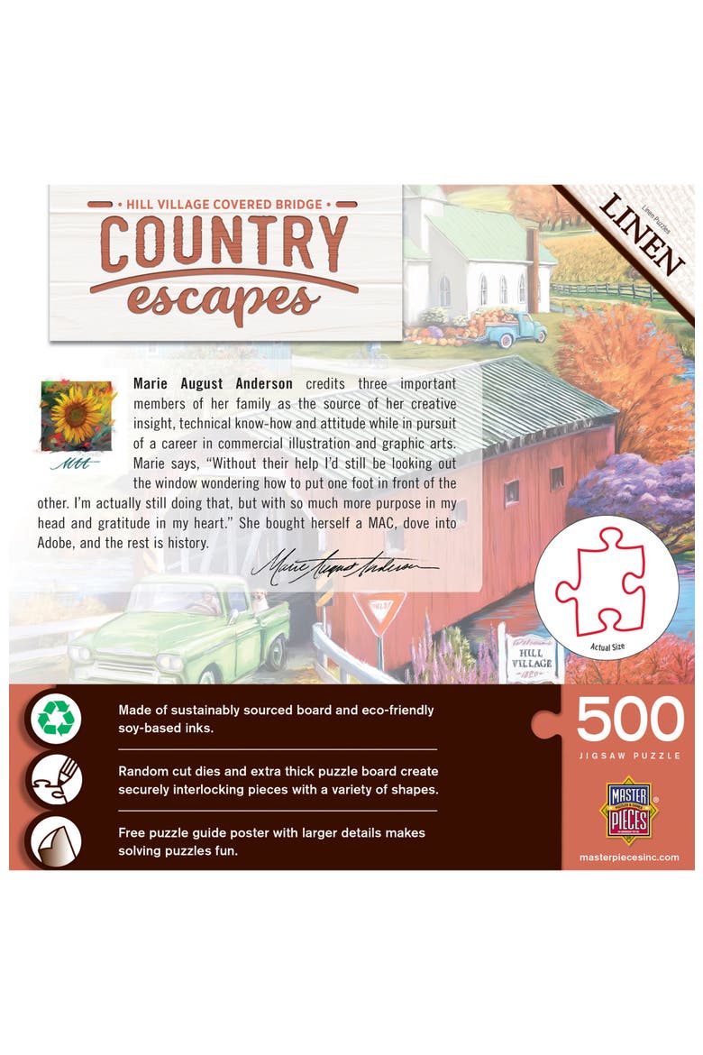 Hill Village Covered Bridge 500pc Puzzle, Alternate, color, Multicolor