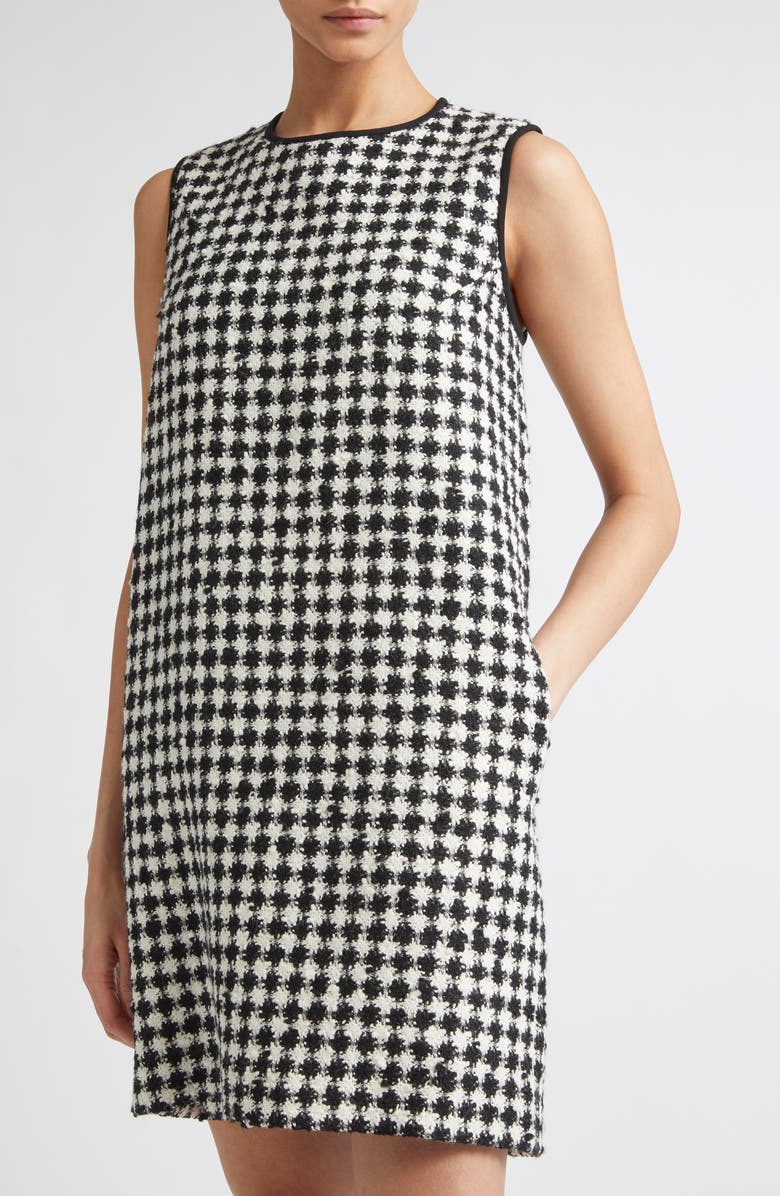 Max Mara Studio Moschea Houndstooth Tweed Shift Dress, Alternate, color, White/ Black