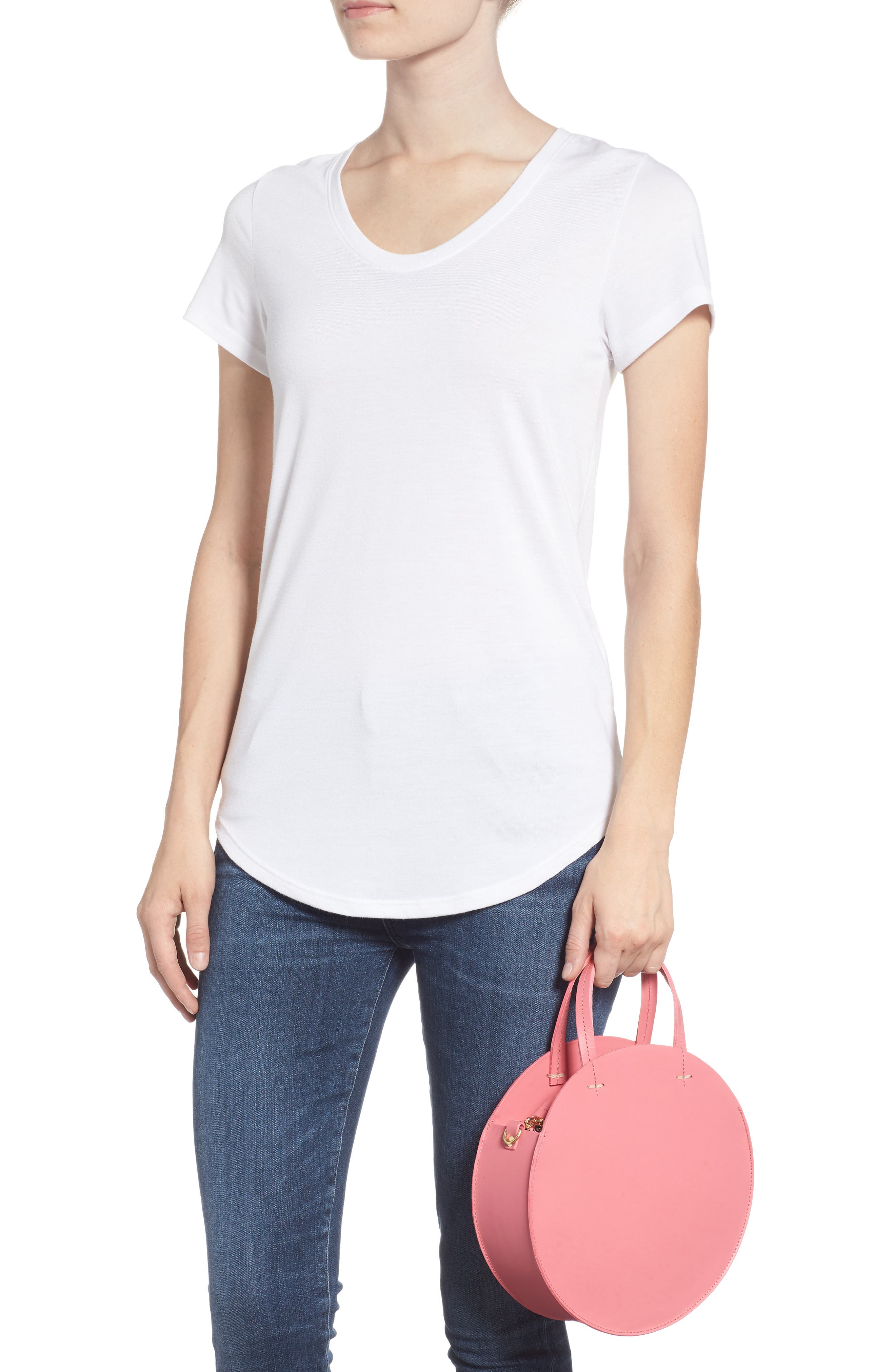 Clare V. Petit Alistair Leather Circular Crossbody Bag, Alternate, color, 