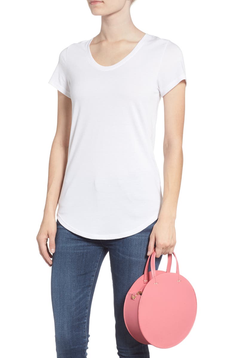 Clare V. Petit Alistair Leather Circular Crossbody Bag, Alternate, color,