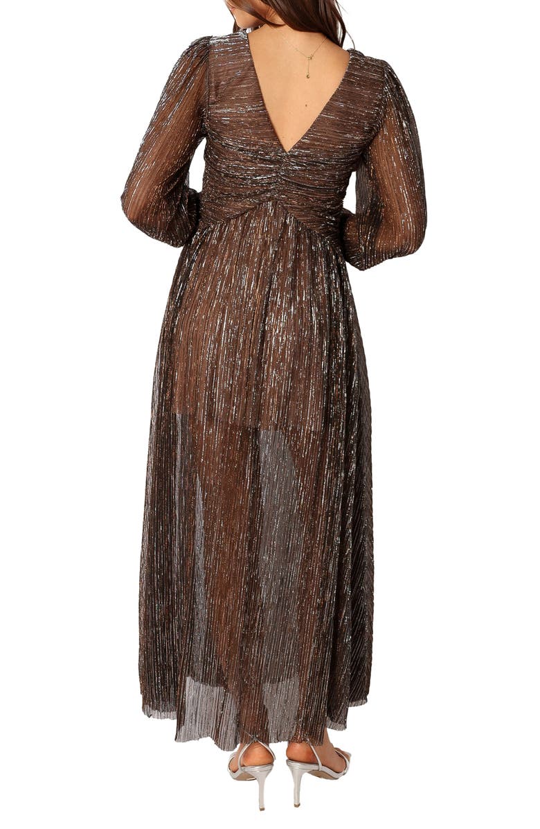 Petal & Pup Lustre Long Sleeve Midi Dress, Alternate, color, Bronze