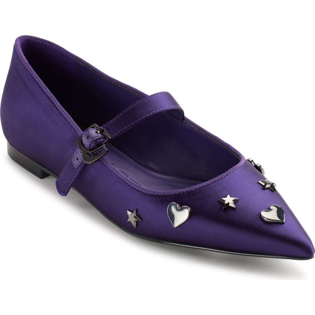 Shop Karl Lagerfeld Paris Veyda Pointed Toe Mary Jane Flat In Deep Plum