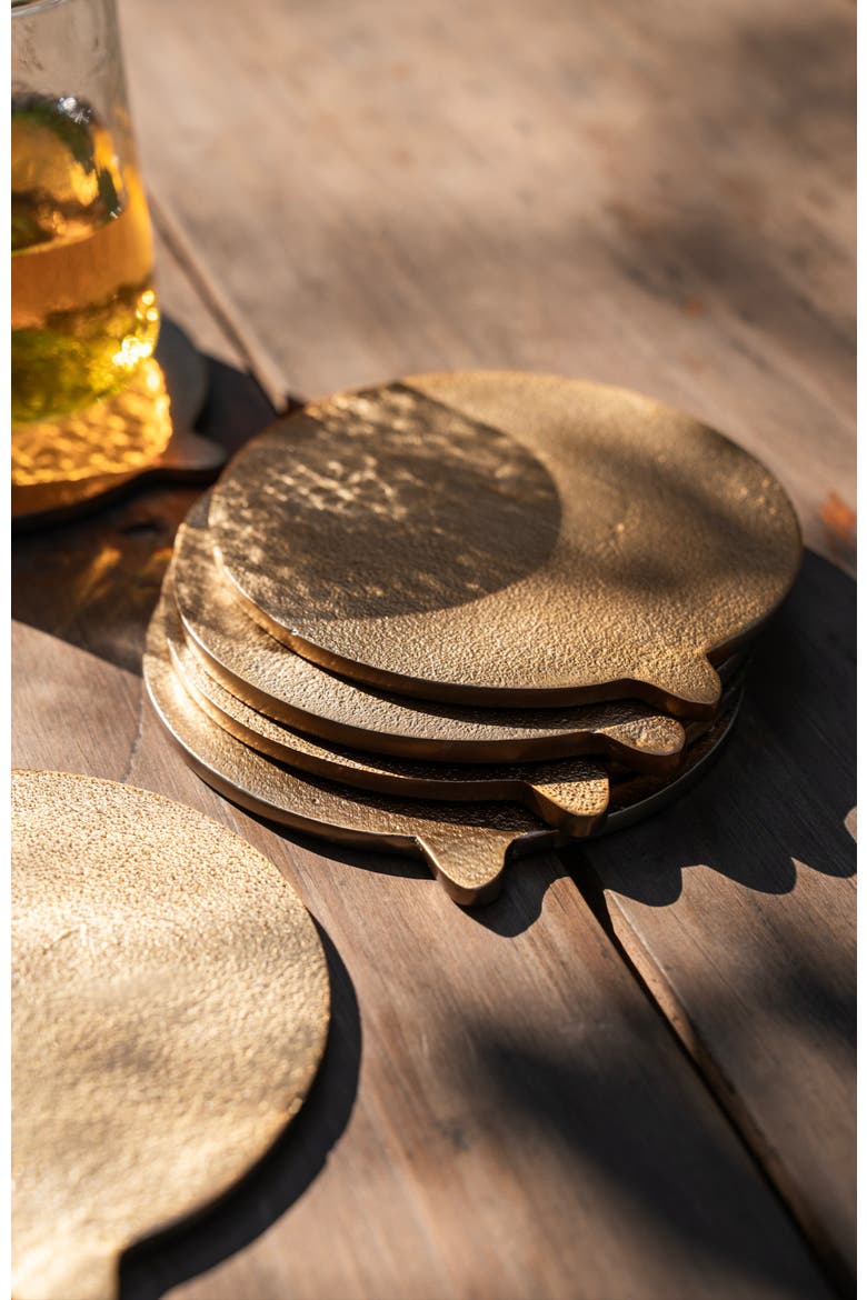 Stinson Antique Brass Coasters - Set of 6, Alternate, color, Gold