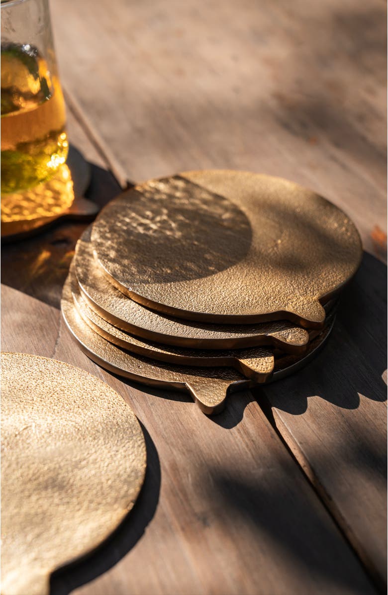 The Collective Home Stinson Antique Brass Coasters - Set of 6, Alternate, color, Gold