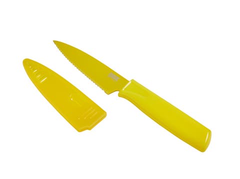 Colori Non-Stick Serrated Paring Knife with Safety Sheath, 4 inch