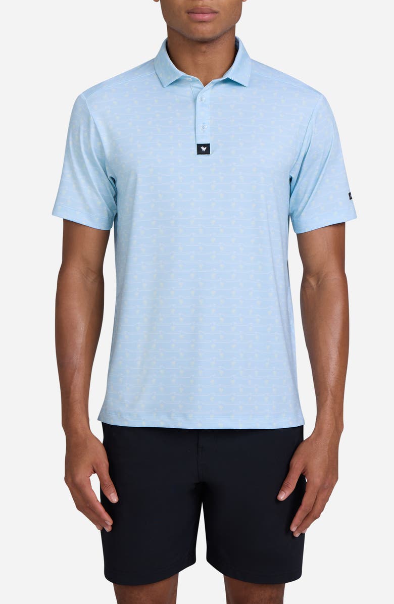 Bad Birdie Core Floral Waves Performance Golf Polo, Main, color, Easy Livin